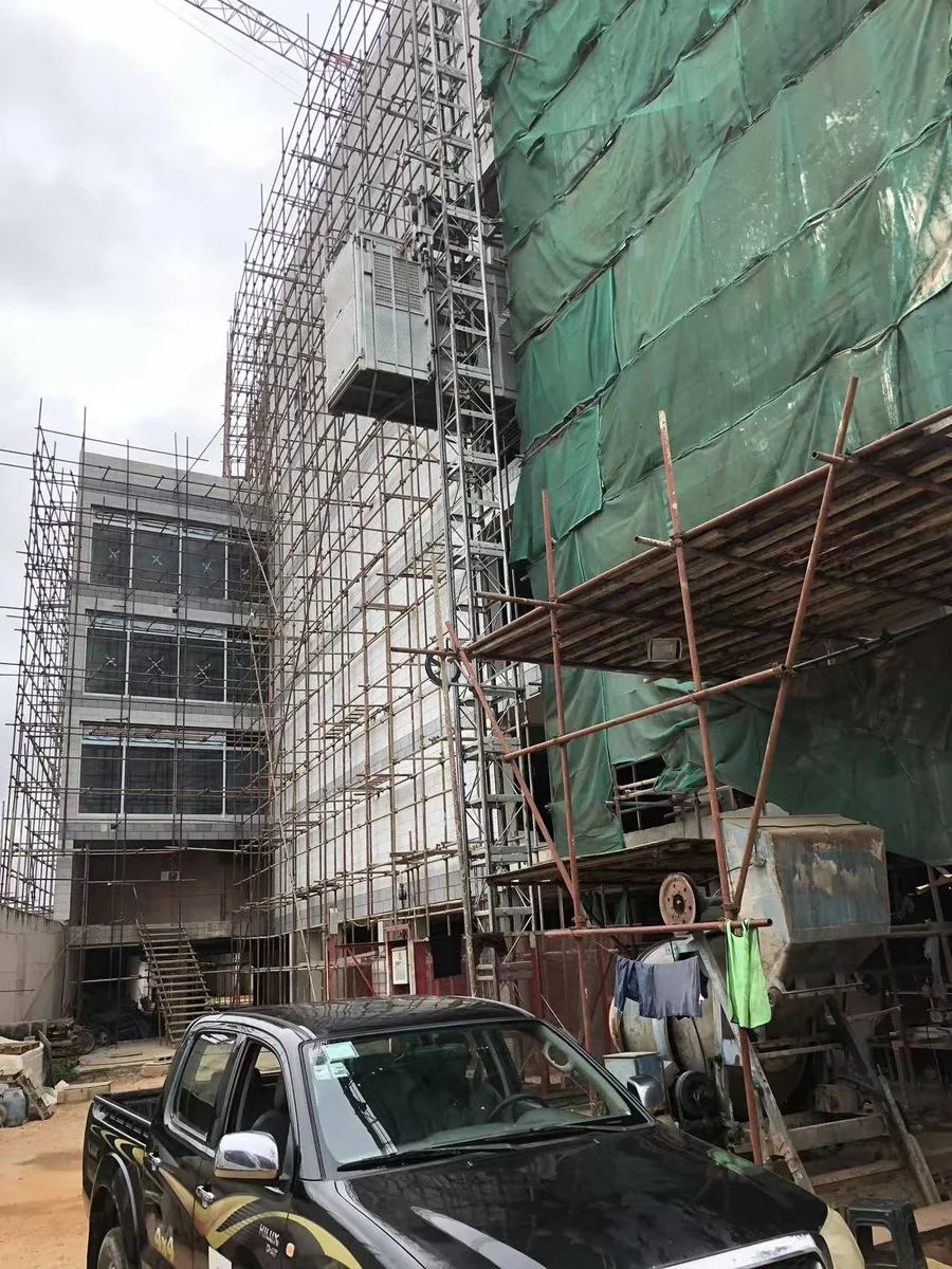 Scaffolded building construction in Angola